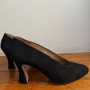 Kenneth Cole Black Suede Block Heel Pumps Square Toe Glove Heel Classic Workwear